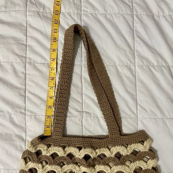 COPY - Retro Crochet Tote Shoulder Bag Handmade Medium Bag 12x12 Purse Bohemian… - Picture 5 of 6